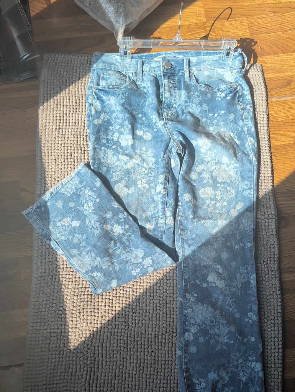 Seven7 Light Blue Floral Straight Leg Jeans